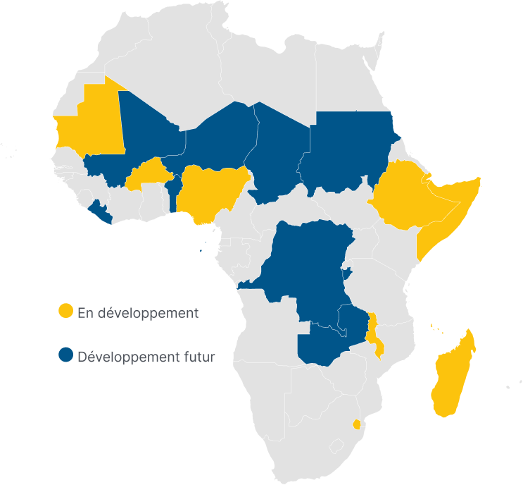 Carte de l'Afrique montrant la couverture des pays AMP